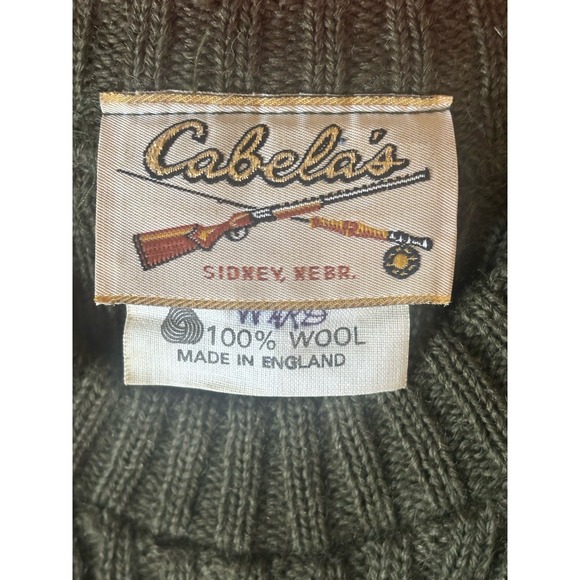 Cabelas Sweater 42 Commando Pure New Wool Green Made In England - Picture 2 of 7
